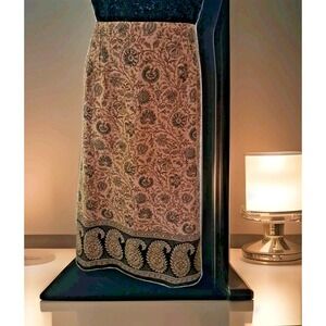 Briggs New York Skirt 22W Black Brown Long Paisley Floral Zipper Back Slit NWT